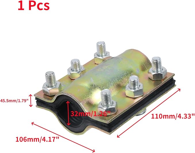 Oedema 2 Pcs 1 1/4inch Pipe Repair Clamp Water Pipe Clamp Repair Kit, Suitable for Outer Diameter 32mm Pipes