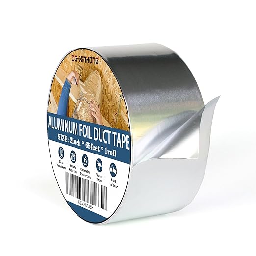 Aluminum Foil Duct Tape(2 inch x 65 Feet, 3.9 mil), Insulation Adhesive Metal High Temperature Heavy Duty Waterproof HVAC Tape, Silver for Ductwork, Dryer Vent, HVAC, Sealing