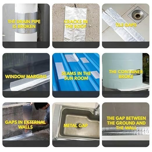 SakerPlus Super Waterproof Tape, Waterproof Sealing Tape, Aluminum Foil Tape for RV Repair, Window, Silicone, Glass (10cm*5m)