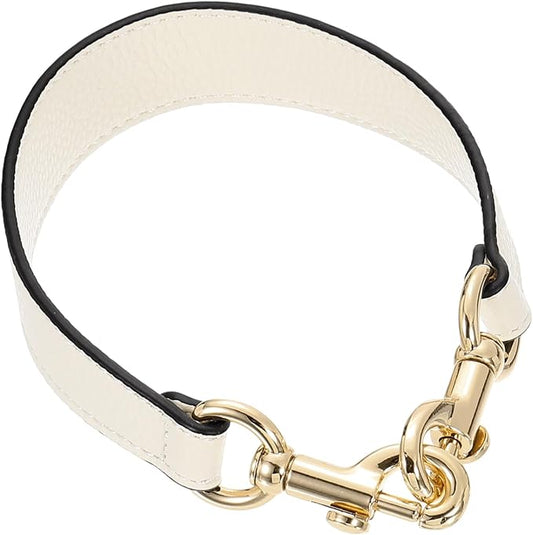 uxcell 14.17 Inch PU Leather Short Bag Strap with Clasp, Purse Handles Handbags Replacement Straps for Clutch Bag Underarm Bags, Beige, Gold Buckle