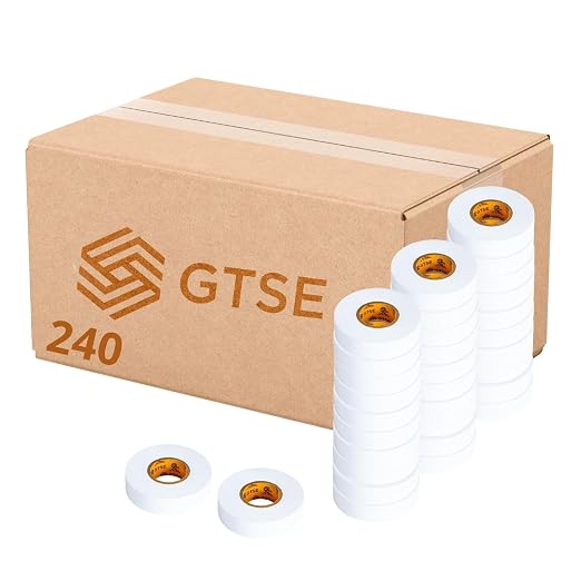 GTSE White Electrical Tape, 240 Rolls Bulk Box – Waterproof, Industrial Grade Vinyl, 3/4 in x 66ft– Strong Self-Adhesive PVC Electric Tape for Wire Insulation, 7 Mil, 600V – UL/CSA Listed