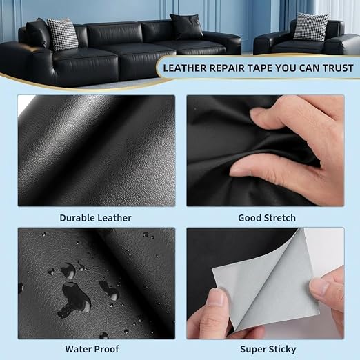 Qextce Leather Repair Patch Tape, Brown, 8x100 Inch | Self-Adhesive, Waterproof, Wear Heat Resistant, Vinyl Leather Repair Kit, For Furniture, Car Seat, Sofa, Couch, Luggage