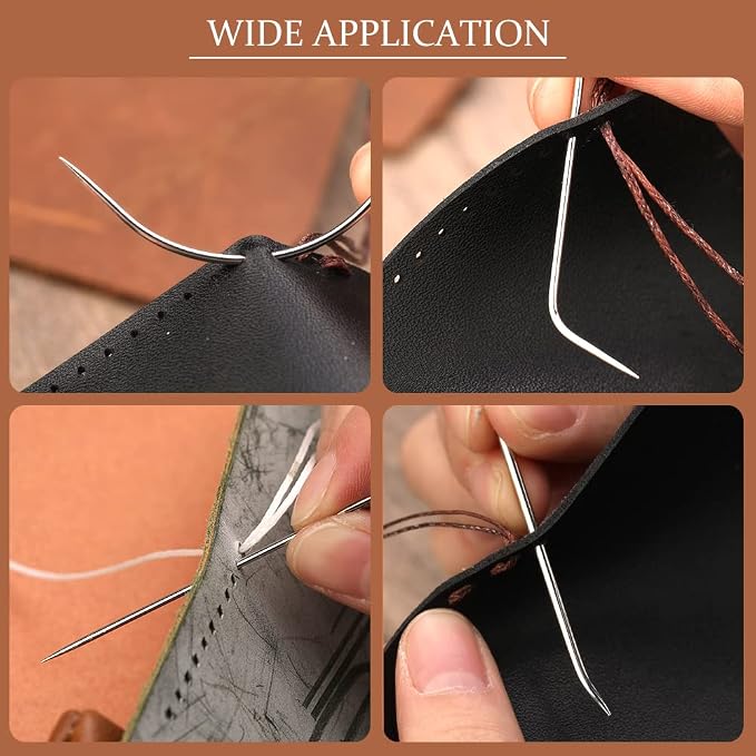 20 Pcs Leather Sewing Needles,Heavy Duty Sewing Needles Kit Include Curved Leather Needle,Sack Needle,Hand Sewing Needle,Leather Needles for Upholstery,Leather Craft,Carpet Canvas Repair
