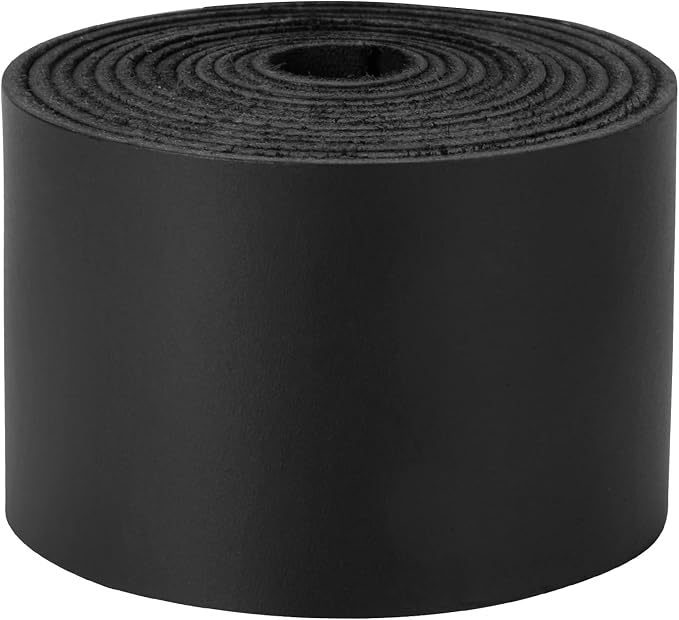 Ringsun 2 Inches Wide Black Flat Leather Straps for Crafts, Full Grain Leather Strips Cord String for Crafts, Tooling (2mm Thick 72.5 Inches Long)