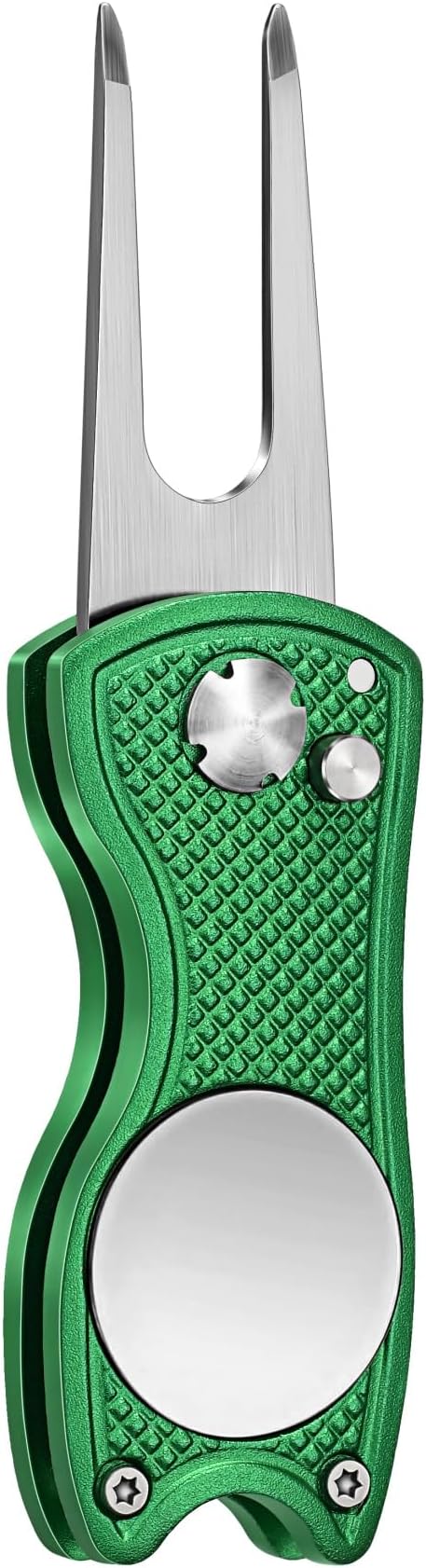 Mile High Life Golf Divot Repair Tool, All Metal Foldable Divot Tool with Pop-up Button & Magnetic Ball Marker, 2-6 Pack