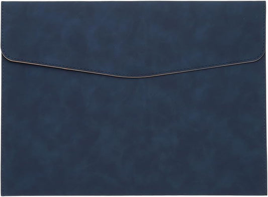 PATIKIL PU Leather A4 File Folder, Document Holder Filing Organizer Portfolio Envelope Folder Case with Snap Closure for Letter Receipt, Blue