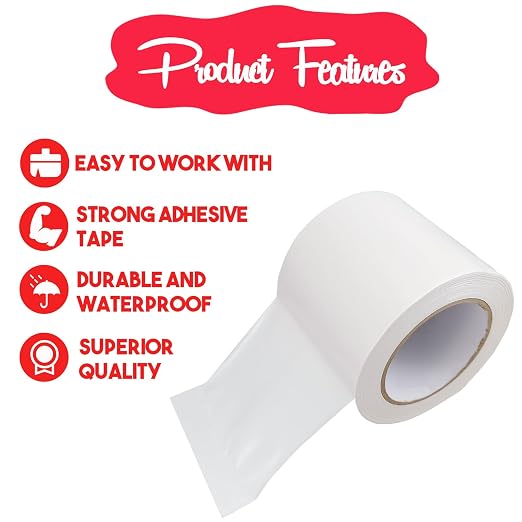 Vapor Barrier Tape - White Insulation Tape for Basement Wall Moisture Barrier, 7 Mil Polyethylene Tape Seal Tape for Crawlspaces, Repair, Underlayment Seams, (6 Inch x 200 Feet, White)