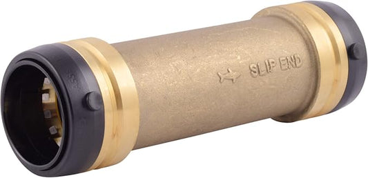 SharkBite 1-1/2 x 1-1/2 in Slip Coupling, Push-to-Connect Brass Plumbing Fitting, UXL0641