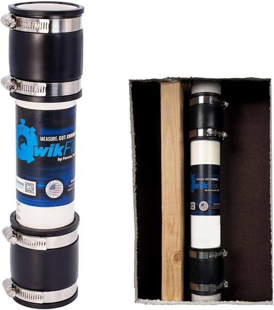 Fernco QwikFix Broken Pipe 2" Coupling Repair Kit for Plastic, Cast Iron and Steel Pipes in Black