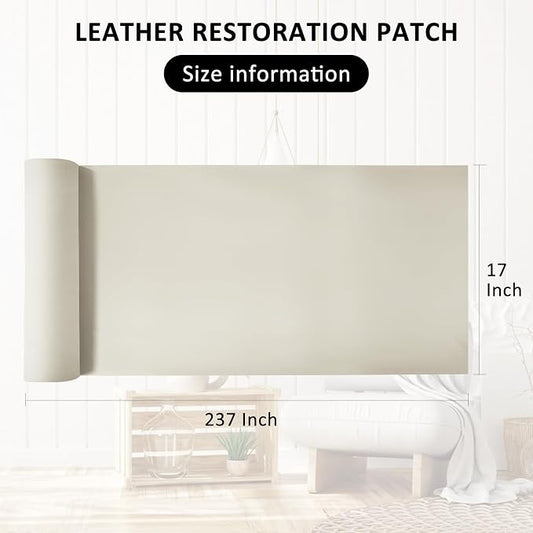AOOTOOLINK Leather Repair Patch 17X237 Inch Self Adhesive Leather Repair, Large Leather Repair Tape for Couches, Furniture, Car Seats, Cabinets, Sofa, Handbags (Beige, 17X237 Inch)