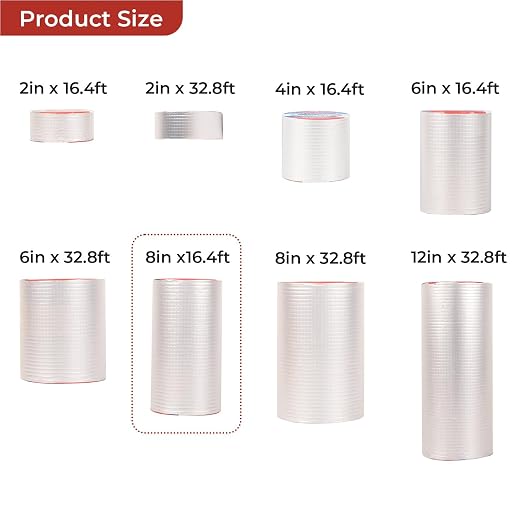 Butyl Waterproof Tape 8" x 16.4',Outdoor Leakproof Tape for Plastic and Metal Repair,RV Repair,Window and Boat Sealing,Silicone,Glass and EDPM Roof Leak Repair
