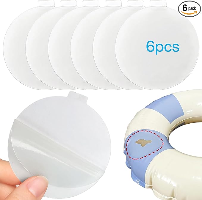 Pool Patch Repair Kit - 6 Pcs Round Strong Adhesive Waterproof Patch for Inflatable Above Ground Pools & Hot Tubs, Pool Liner Patch Kit- Fix Leaks Fast, UV Resistant Underwater Pool Patch Kit