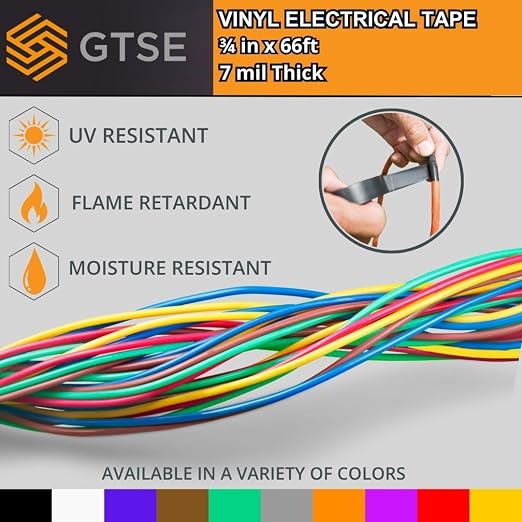 GTSE Green Electrical Tape, 240 Rolls Bulk Box – Waterproof, Industrial Grade Vinyl, 3/4 in x 66ft– Strong Self-Adhesive PVC Electric Tape for Wire Insulation, 7 Mil, 600V – UL/CSA Listed