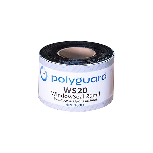 POLYGUARD WindowSeal Window and Door Flashing Tape, 4 in x 100 ft Roll, 20 mil Thick, Self-Sealing & Self-Adhering Waterproof Barrier