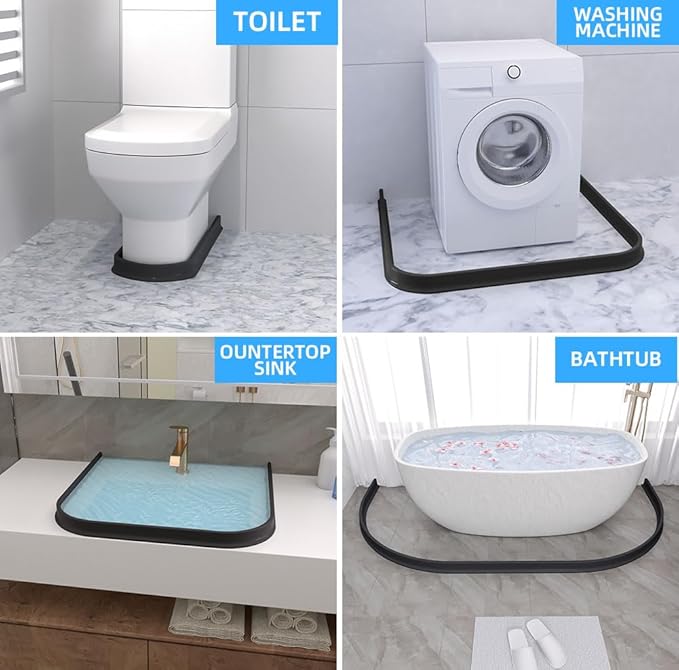 Duzzy 67 Inch Collapsible Shower Water Dam Shower Stopper Barrier and Retention System and Keeps Water Inside Threshold Dry and Wet Separation Suitable for Bathroom and Kitchen
