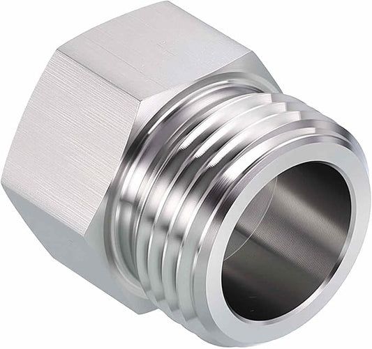 Pack of 1, 3/4" Male GHT to 1/2" FeMale NPT Solid 304 Stainless Steel Hex Bushing, Hose Fittings Adapter Reducer for Pipe Leak Repair, Bathroom Remodeling, Tool Extensions