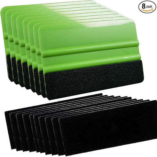 Gebildet 8Pcs Green Squeegee 4 Inch for Car Vinyl Film Wrapping Decal Squeegee Window Tint Work + 10pcs Black Felt