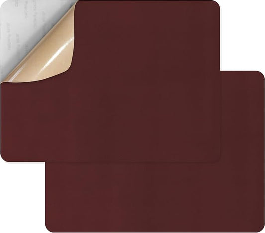 SYLVASS Self Adhesive Leather Repair Patches for Couch, Sofas, Furniture, Car Seats, Office Chairs, Pack of 2 Red Brown