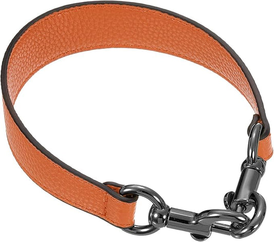 uxcell 14.17 Inch PU Leather Short Bag Strap with Clasp, Purse Handles Handbags Replacement Straps for Clutch Bag Underarm Bags, Orange, Silver Buckle
