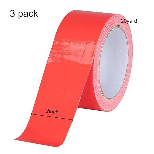 XUXU 3 Pack Heavy Duty Waterproof Red Duct Tape, 60 Yards x 2 Inch Strong Adhesive Tape Bulk for Indoor Outdoor Repairs