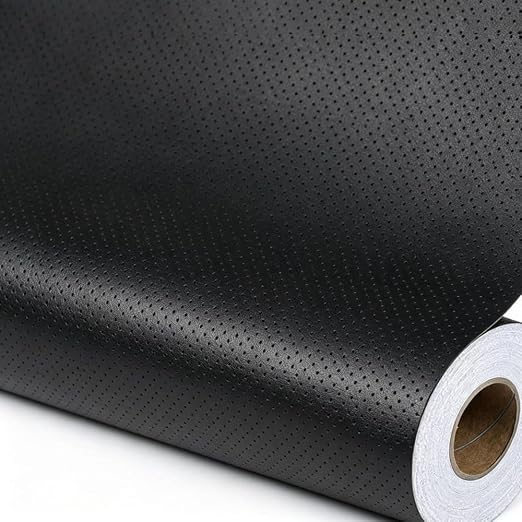 Qextce Perforated Leather Repair Patch Tape, Black, 17x100 Inch | Breathable, Self-Adhesive, For Furniture, Couches, Car Seats, Office Chairs, Faux Leather & Vinyl Repair Kit