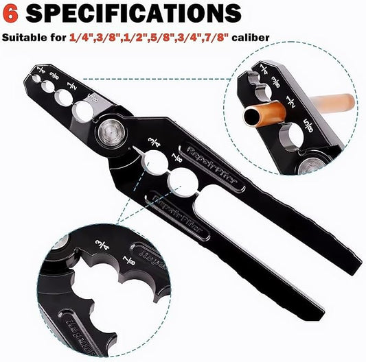 Copper Tube Rounder, Flat Tube Repairer Pliers, Manual Copper Tubing Repair Tool with 6 Hole - for 1/4", 3/8", 1/2", 5/8", 3/4" 7/8" Aluminum Pipe