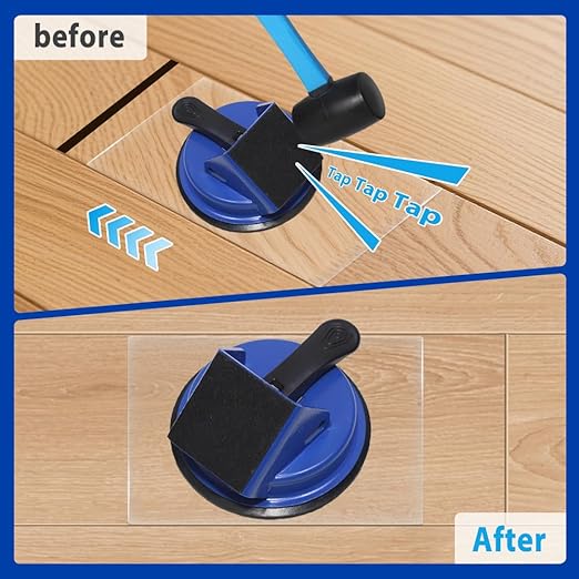 Heavy Duty Floor Gap Fixer Tool, Professional Vinyl Floor Gap Repair Tool for Laminate Flooring, 45° Striking Surface & Enhanced Suction Cup, Includes 5pcs Extra Sticky Pads