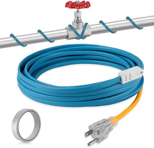 YAMIAOMAO Heat Tape for Water Pipes,30 Ft Blue Self-Regulating Heat Tape,-40°F Deicing Heat Tape,Prevent Water Pipes from Freezing,Heat Tape Water Pipes Suitable For Outdoor Water Tanks Of House