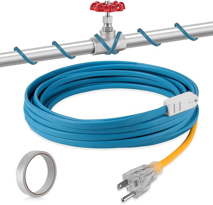 YAMIAOMAO Heat Tape for Water Pipes,24 Ft Blue Self-Regulating Heat Tape,-40°F Deicing Heat Tape,Prevent Water Pipes from Freezing,Heat Tape Water Pipes Suitable For Outdoor Water Tanks Of House