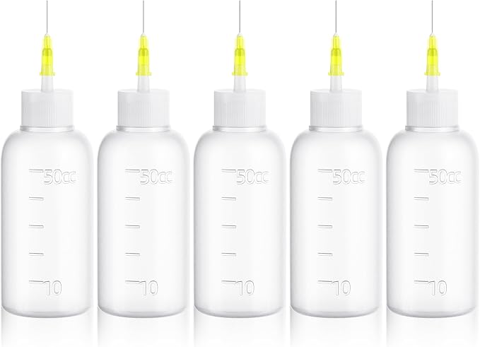 FJNATINH 50cc Glue Squeeze Bottle, Precision Tips Applicator Bottles, 5 Pack