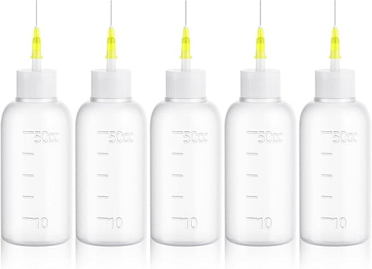 FJNATINH 50cc Glue Squeeze Bottle, Precision Tips Applicator Bottles, 5 Pack
