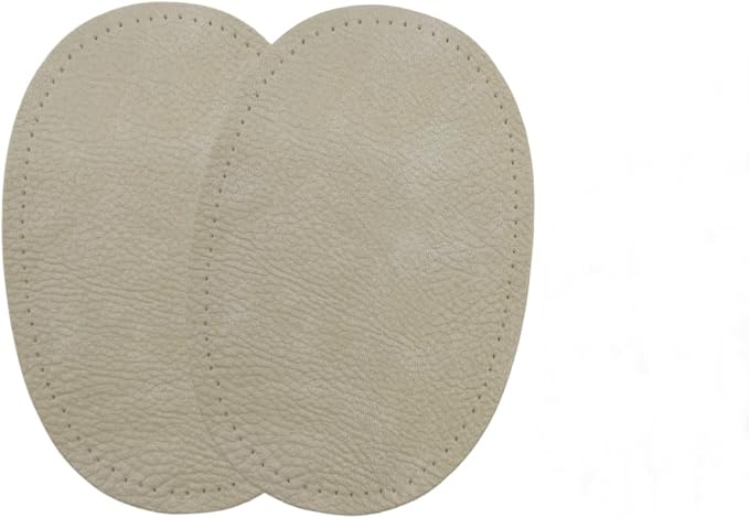BeeSpring 2 Pieces Pu Leather Patch Sew on Patches Repir Elbow Knee for Clothes Clothing Accessories - Rice White