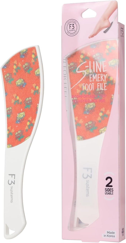 S-Line Emery Foot File, Colossal Double-Sided Pedicure Tool, Effective for Cracked Heel, Ergonomic Design for Easy Grip (Pattern)