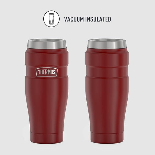 THERMOS Stainless King Vacuum-Insulated Travel Tumbler, 16 Ounce, Rustic Red (Pack of 4)