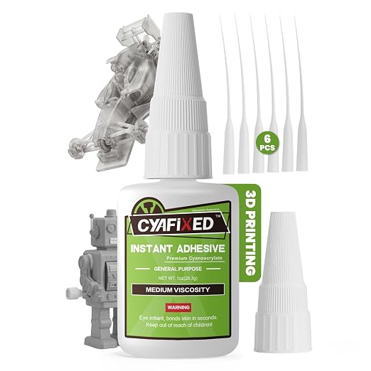 3D Printer Plastic Super Glue Clear 1oz, Medium Superglue Repair 3D Printing Miniature PLA PETG, All Purpose Instant Waterproof Cyanoacrylate Adhesive Bonding for Metal Glass Ceramic Wood Rubber
