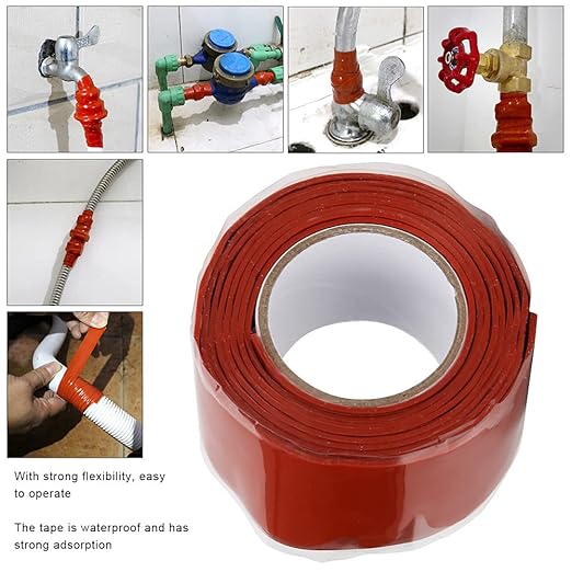 Tape, Pipe Repairing Supplies, Home Pipe & Pipeline Repairing Solution with Strong Stickiness for Quick Sealing, Suitable for PVC, PPR, Metal, Iron Casting, Hard Pl (Red)