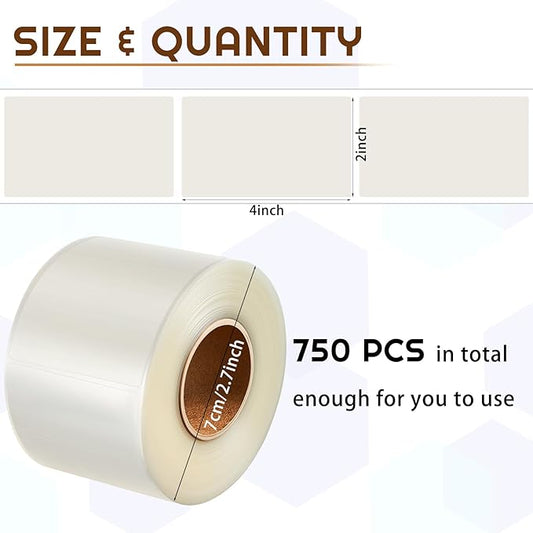 Zonon 500 Pcs Label Protector Back to School Clear Labels Stickers Wafer Seals Waterproof Labels Library Supplies for Protecting Barcodes, Numbers and Stickers (4 x 2 Inch,Rectangle)