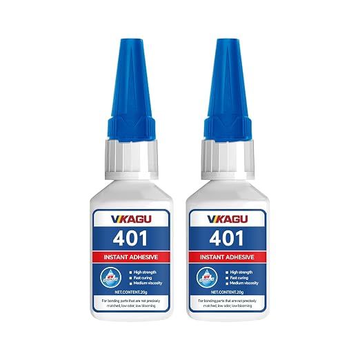 401 Super Glue Instant Adhesive Clear 20g for Plastic Wood Metal Rubber Leather 2 Pack