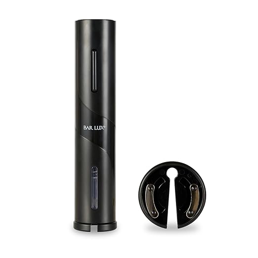 Restaurantware Electric Wine Opener 1 Count 1.9 x 1.9 x 9.1 Inches Battery Operated Plastic Corkscrew With Foil Cutter Compact Black Design For Quick One-Touch Uncorking