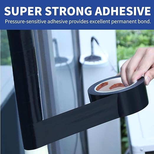 TAPEBEAR Corrosion Protection PVC Pipe Tape, 4Inch x 33Yard Black Duct Pipe Wrap Waterproof Corrugated Pipe Tape for Drain Tile, Metal Electrical Outdoor Underground Water Hose Pipe, 7mil Thick