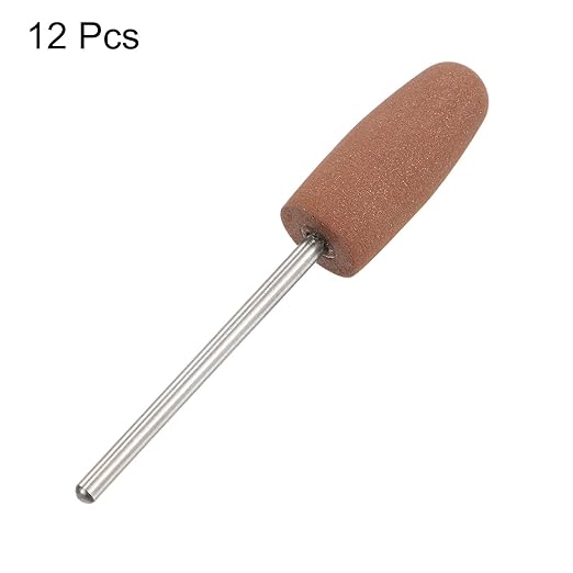 uxcell 12pcs 400 Grits Abrasive Mounted Stone 2.35mm Shank 2/5"(10mm) Dia Conical Heads Stone Grinding and Polishing Wheels for Nail Polishing