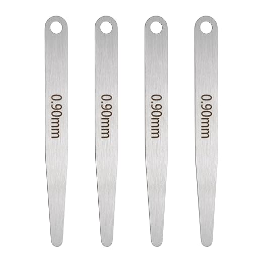 HARFINGTON 4pcs Metric Thickness Feeler Gauge 0.9mm Single Blade Oval Feeler Gauge 304 Stainless Steel Gap Measuring Tool for Repair Valve Guitar Spark Plug
