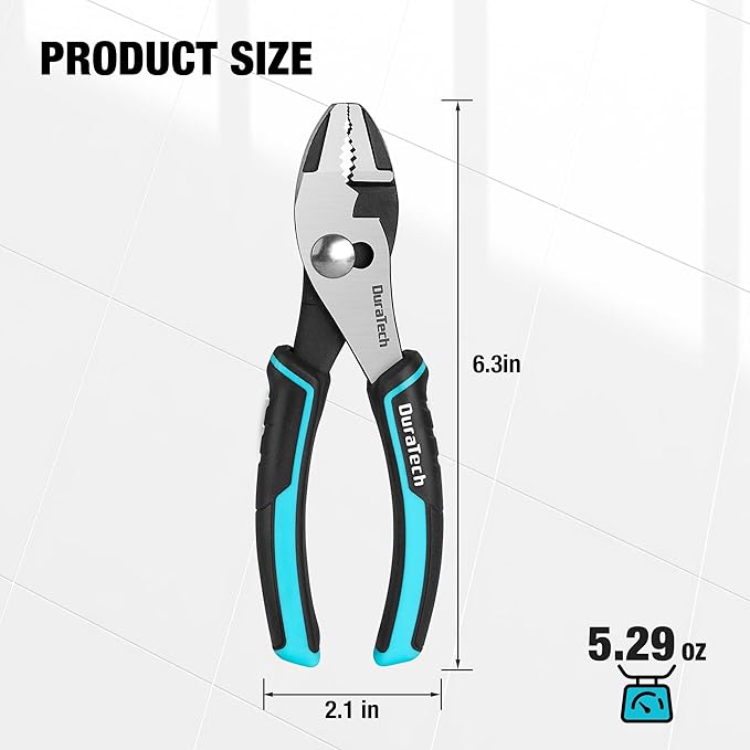 DURATECH 6 Inch Slip Joint Pliers, Small Pliers with Comfortable TPR Handle, High Carbon Steel, Swivel Rivet, Strong Sharp Teeth, Pliers for Tightening, Loosening and Gripping Nuts and Bolts