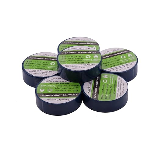Electrical Tape Blue 6 Pack 3/4-Inch by 30 Feet, Voltage Level 600V Dustproof, Adhesive for General Home Vehicle Auto Car Power Circuit Wiring Blue