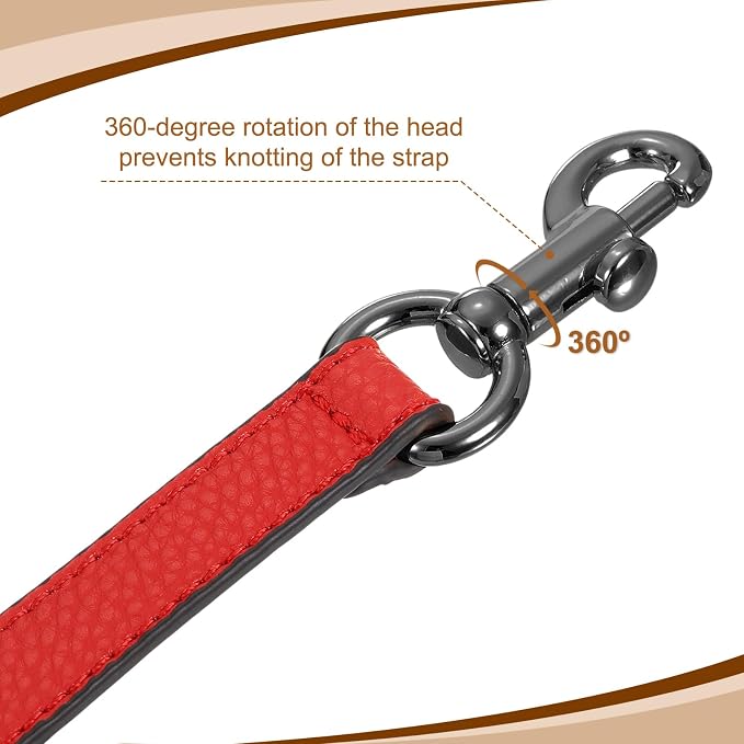 uxcell 25.59 Inch PU Leather Short Bag Strap with Clasp, Purse Handles Handbags Replacement Straps for Clutch Bag Underarm Bags, Red, Grey Buckle