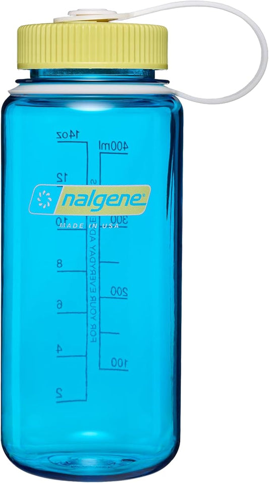 Nalgene 16 oz Wide Mouth Water Bottle | Slim Cup Holder Size, BPA-Free, Durable & Leak Proof, Lightweight Travel Bottle, Blue Atoll