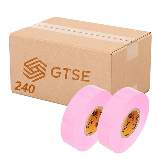 GTSE Pink Electrical Tape, 240 Rolls Bulk Box – Waterproof, Industrial Grade Vinyl, 3/4 in x 66ft– Strong Self-Adhesive PVC Electric Tape for Wire Insulation, 7 Mil, 600V – UL/CSA Listed