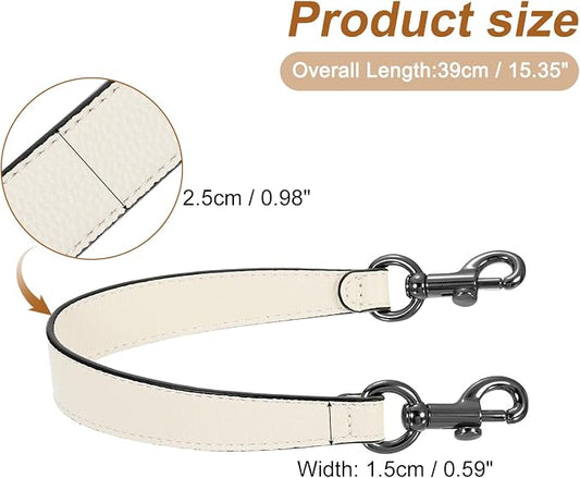 uxcell 14.17 Inch PU Leather Short Bag Strap with Clasp, Purse Handles Handbags Replacement Straps for Clutch Bag Underarm Bags, Beige, Grey Buckle