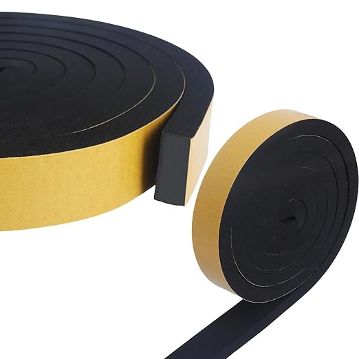 High Density Foam Tape - 1'' x 3/8'' x 13Ft Weatherproof Adhesive Prevent Condensation Heat Resistant Flame Retardant Weather Stripping Easy to Cut & Install & Remove for Car Doors Pipes Windows
