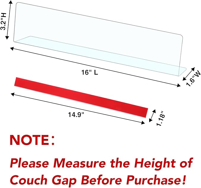 RowinsyDD 12 Pack Toy Blocker for Furniture, Clear Under Couch Blocker, Stop Things Going Under Sofa or Bed, 16" L x 3.2" H, Adjustable Gap Bumper for Furniture with Strong Tape